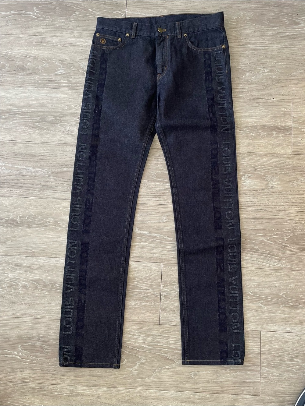 Louis Vuitton Dark Indigo Men's Jeans with Tonal Side Logo